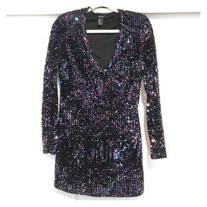 Forever 21 long sleeve multicolor sequin dress